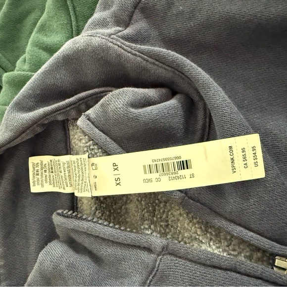 NWT Navy Blue Fleece Zip-Up Pink by Victoria’s Secret Sweatshirt XS - Picture 6 of 6